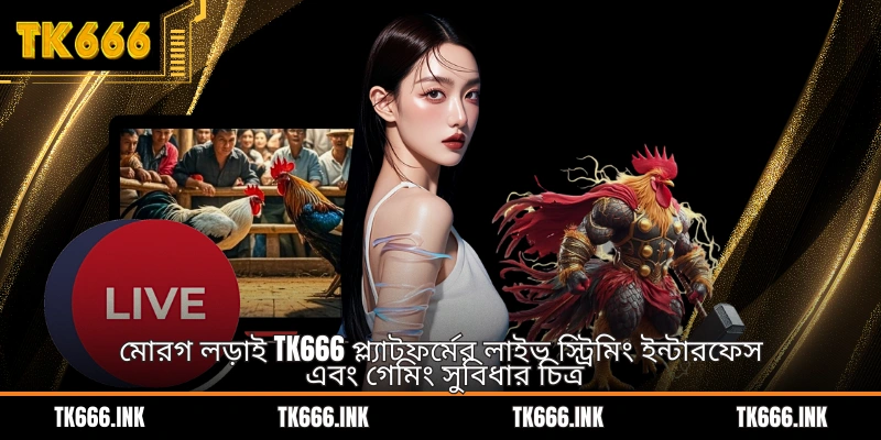 মোরগ লড়াই TK666 প্ল্যাটফর্মের লাইভ স্ট্রিমিং ইন্টারফেস এবং গেমিং সুবিধার চিত্র