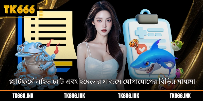 প্ল্যাটফর্মে লাইভ চ্যাট এবং ইমেলের মাধ্যমে যোগাযোগের বিভিন্ন মাধ্যম।