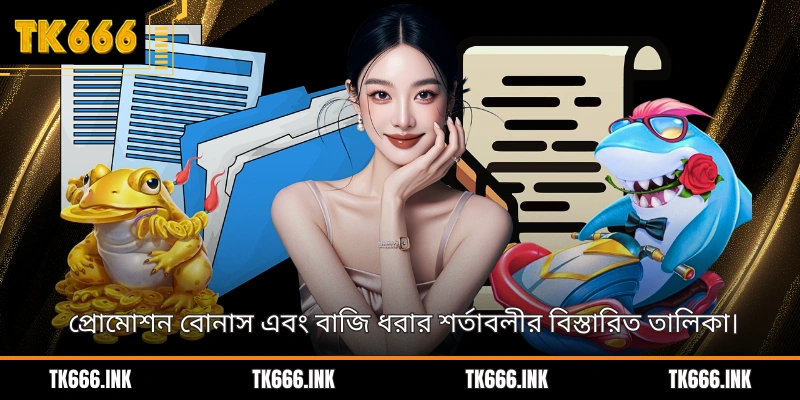 প্রোমোশন বোনাস এবং বাজি ধরার শর্তাবলীর বিস্তারিত তালিকা।